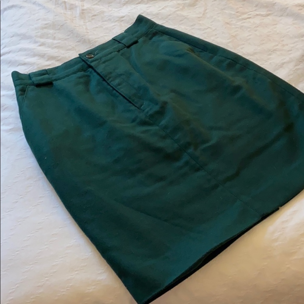 Green Wool Skirt w Silk Lining